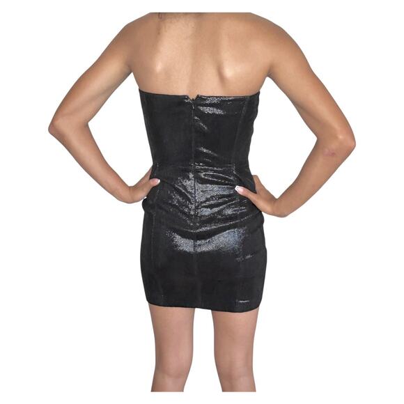 Revolve SPRWMN Goth Leather Bustier Mini Cocktail Dress XS Black NYE Designer‎ - Picture 2 of 10